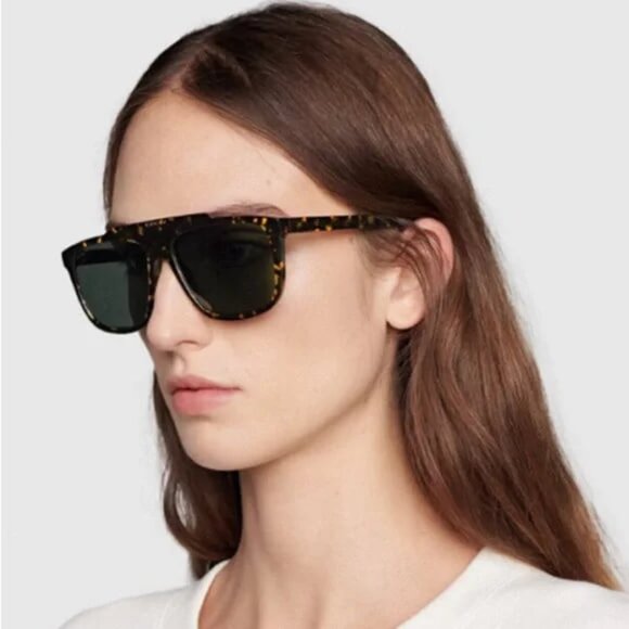 NEW GUCCI UNISEX SUNGLASSES GUCCI GG1039S 002 HAVANA/GREEN EYEWEAR - Picture 4 of 5